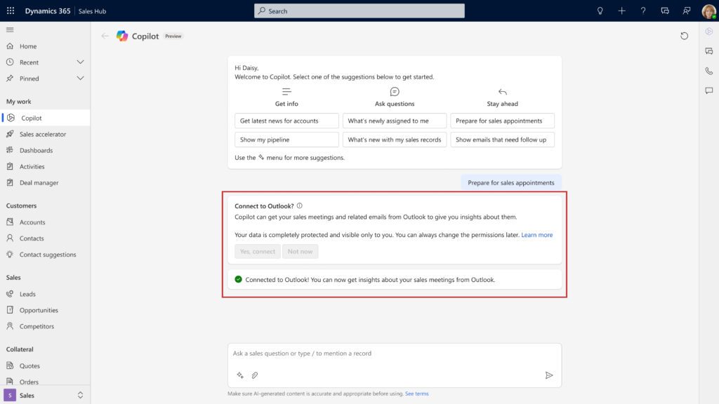 Leveraging Copilot in Dynamics 365 Sales to prepare for sales meeting ...